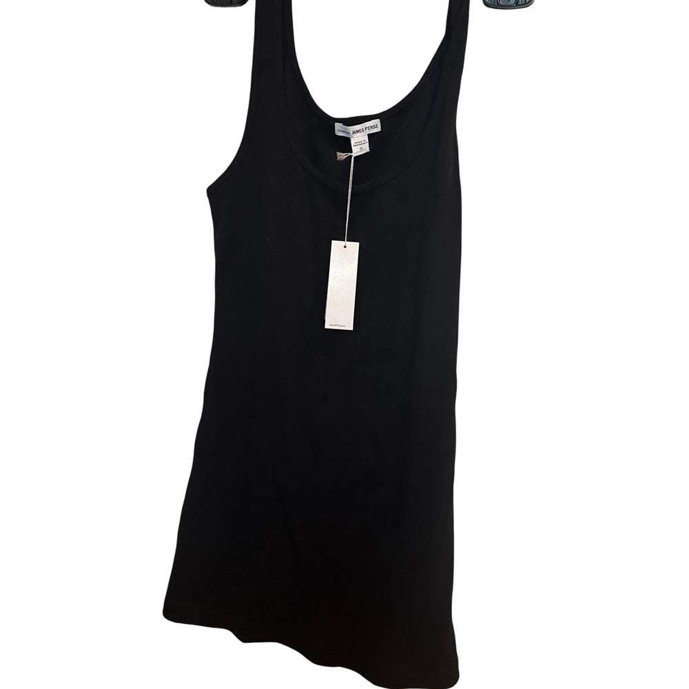James Perse Standard Ribbed Tank Top Black WNLC3655CU Womens Size 2 NEW